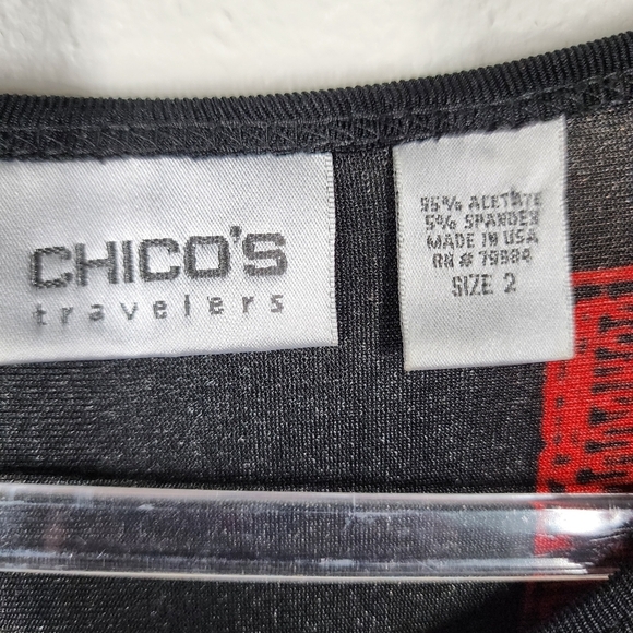 CHICO'S TRAVELERS POP-OVER LONG SLEEVE TOP - Picture 7 of 7